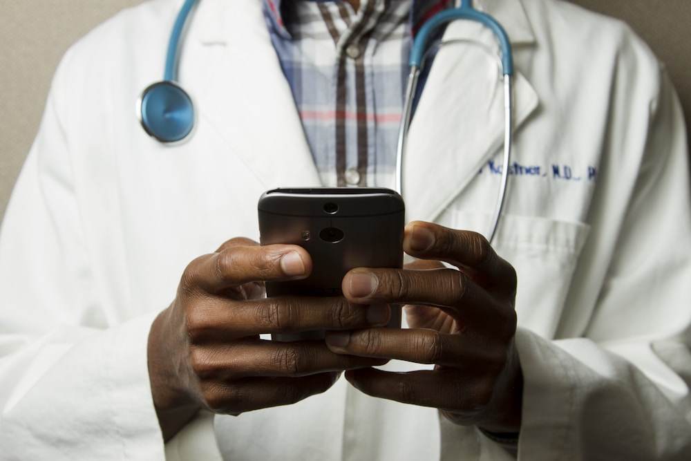 Online medical consultation on a laptop